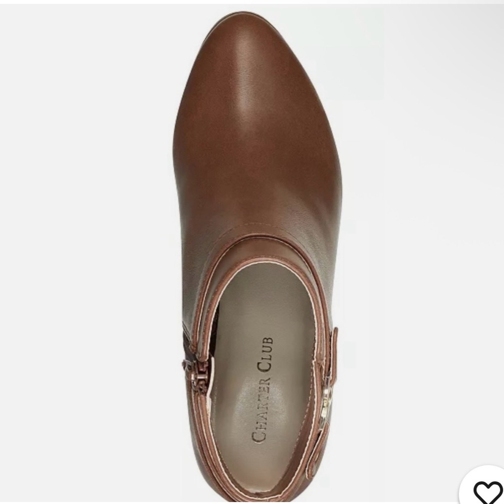 CHARTER CLUB Womens Brown Comfort Almond Toe Block Heel Zip-Up Booties Size 8 - Picture 5 of 5